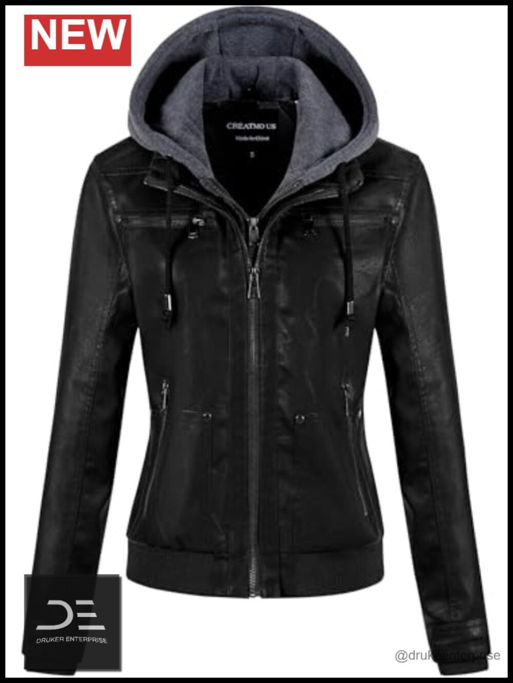 Faux Leather Jacket Waterproof Motorcycle Bomber Vintage PU Biker Coat